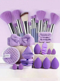 33-Piece Professional Makeup Tools Set – Brushes, Sponges, Puffs & Accessories