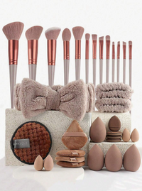 33-Piece Professional Makeup Tools Set – Brushes, Sponges, Puffs & Accessories