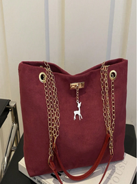 Elegant Chain Tote Bag with Deer Charm – Multiple Colors